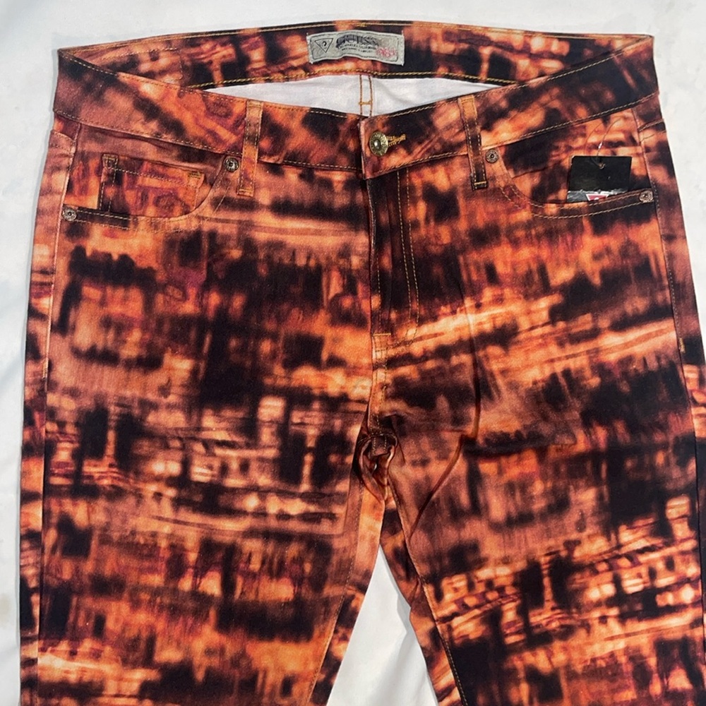 New Guess Brittney Skinny Ankle Multicolor Print Legging Denim Pants Jeans 10 30